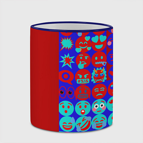 Кружка цветная Смайлики для общения / 3D-Синий кант – фото 2