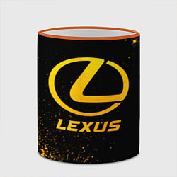 Кружка 3D Lexus - gold gradient, цвет: 3D-оранжевый кант — фото 2