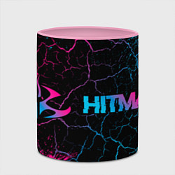 Кружка 3D Hitman - neon gradient: надпись и символ, цвет: 3D-белый + розовый — фото 2