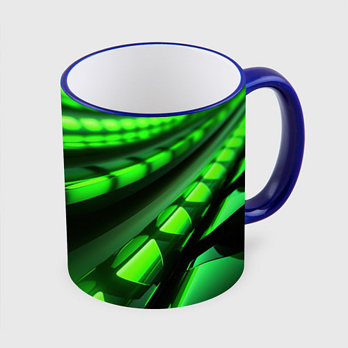 Кружка цветная Green neon abstract / 3D-Синий кант – фото 1