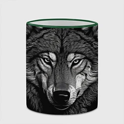 Кружка 3D Спокойный уверенный волк, цвет: 3D-зеленый кант — фото 2