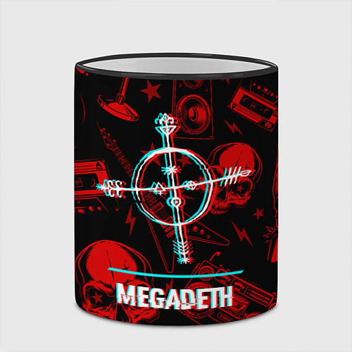 Кружка цветная Megadeth rock glitch / 3D-Черный кант – фото 2