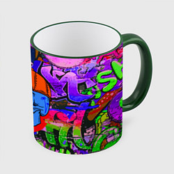 Кружка 3D Humble minds - skull - graffiti, цвет: 3D-зеленый кант