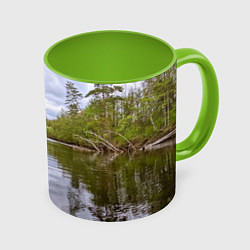 Кружка 3D Красная байдарка, цвет: 3D-белый + светло-зеленый