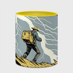 Кружка 3D Дурак на горе ловит молнию, цвет: 3D-белый + желтый — фото 2