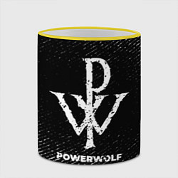 Кружка 3D Powerwolf с потертостями на темном фоне, цвет: 3D-желтый кант — фото 2