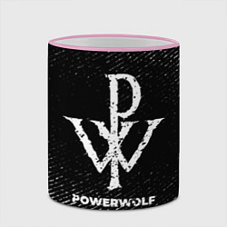 Кружка 3D Powerwolf с потертостями на темном фоне, цвет: 3D-розовый кант — фото 2