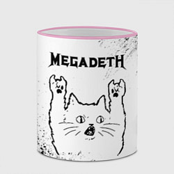 Кружка 3D Megadeth рок кот на светлом фоне, цвет: 3D-розовый кант — фото 2