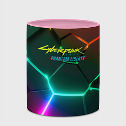 Кружка 3D Cyberpunk 2077 phantom liberty logo neon, цвет: 3D-белый + розовый — фото 2