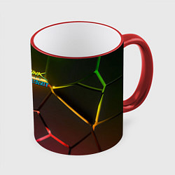 Кружка 3D Cyberpunk 2077 phantom liberty logo neon, цвет: 3D-красный кант