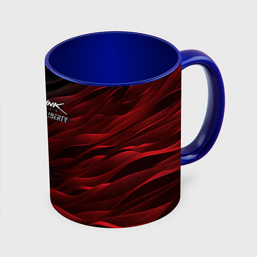 Кружка цветная Cyberpunk 2077 phantom liberty black red / 3D-Белый + синий – фото 1