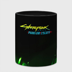 Кружка 3D Cyberpunk 2077 phantom liberty green fire logo, цвет: 3D-белый + черный — фото 2