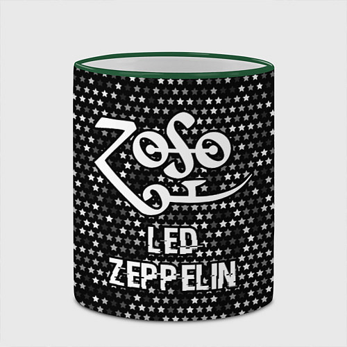 Кружка цветная Led Zeppelin glitch на темном фоне / 3D-Зеленый кант – фото 2