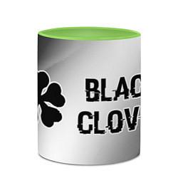 Кружка 3D Black Clover glitch на светлом фоне: надпись и сим, цвет: 3D-белый + светло-зеленый — фото 2
