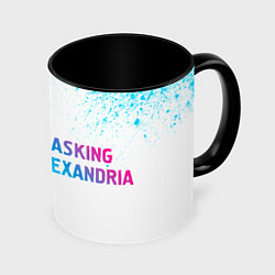 Кружка 3D Asking Alexandria neon gradient style: надпись и с, цвет: 3D-белый + черный