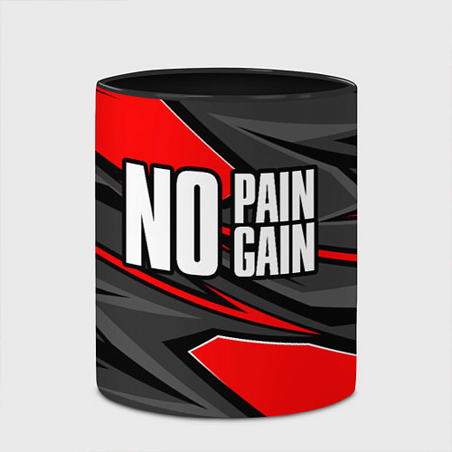 Кружка цветная No pain no gain - красный / 3D-Белый + черный – фото 2