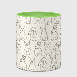 Кружка 3D Хвостики зайчиков - паттерн на молочном, цвет: 3D-белый + светло-зеленый — фото 2