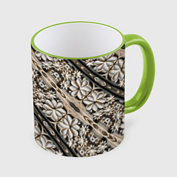 Кружка цветная Бежевые деревянные цветы