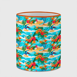 Кружка 3D Гавайский стиль море и цветы, цвет: 3D-оранжевый кант — фото 2