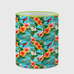Кружка 3D Яркие гавайские цветочки, цвет: 3D-светло-зеленый кант — фото 2