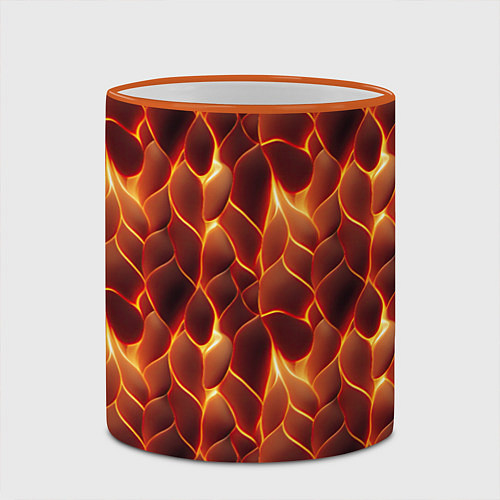 Кружка цветная Огненная мозаичная текстура / 3D-Оранжевый кант – фото 2