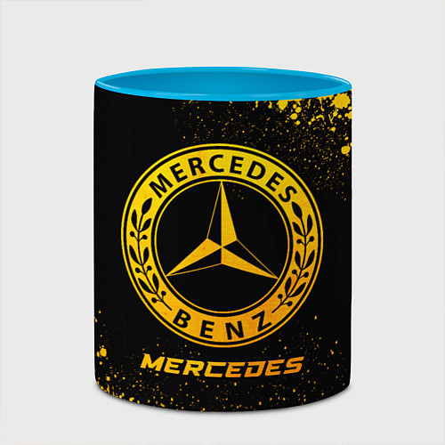 Кружка цветная Mercedes - gold gradient / 3D-Белый + небесно-голубой – фото 2