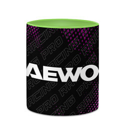 Кружка 3D Daewoo pro racing: надпись и символ, цвет: 3D-белый + светло-зеленый — фото 2