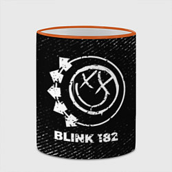 Кружка 3D Blink 182 с потертостями на темном фоне, цвет: 3D-оранжевый кант — фото 2