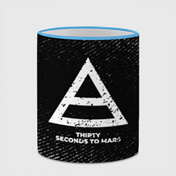 Кружка 3D Thirty Seconds to Mars с потертостями на темном фо, цвет: 3D-небесно-голубой кант — фото 2