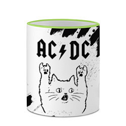 Кружка 3D AC DC рок кот на светлом фоне, цвет: 3D-светло-зеленый кант — фото 2