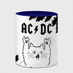 Кружка 3D AC DC рок кот на светлом фоне, цвет: 3D-белый + синий — фото 2