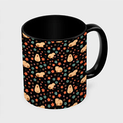 Кружка 3D Capybara pattern Паттерн капибара, цвет: 3D-белый + черный
