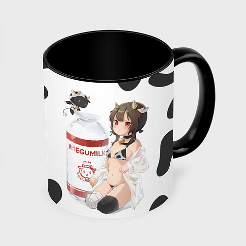 Кружка цветная Коносуба Мегумин megumilk / 3D-Белый + черный – фото 1