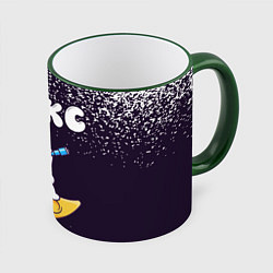 Кружка 3D Макс космонавт отдыхает на Луне, цвет: 3D-зеленый кант