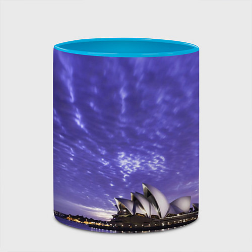 Кружка цветная Сидней в фиолетовом в закате / 3D-Белый + небесно-голубой – фото 2