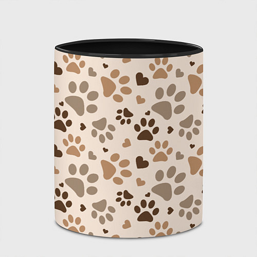 Кружка цветная Следы питомцев / 3D-Белый + черный – фото 2