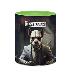 Кружка 3D Bulldog payday 3, цвет: 3D-белый + светло-зеленый — фото 2