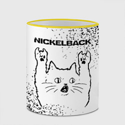Кружка 3D Nickelback рок кот на светлом фоне, цвет: 3D-желтый кант — фото 2