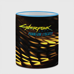 Кружка 3D Cyberpunk 2077 phantom liberty black gold, цвет: 3D-небесно-голубой кант — фото 2