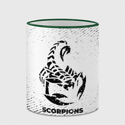 Кружка 3D Scorpions с потертостями на светлом фоне, цвет: 3D-зеленый кант — фото 2