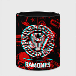 Кружка 3D Ramones rock glitch, цвет: 3D-белый + черный — фото 2