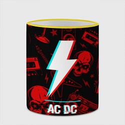 Кружка 3D AC DC rock glitch, цвет: 3D-желтый кант — фото 2