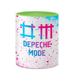 Кружка 3D Depeche Mode neon gradient style, цвет: 3D-белый + светло-зеленый — фото 2