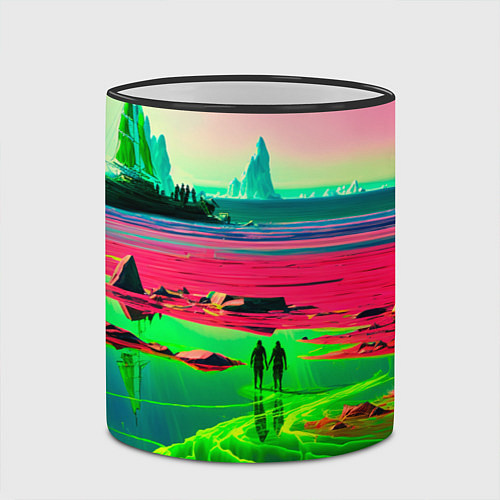 Кружка цветная Кислотный мир / 3D-Черный кант – фото 2