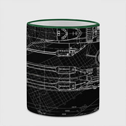 Кружка 3D Чертеж ракеты на чёрном фоне, цвет: 3D-зеленый кант — фото 2