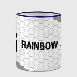 Кружка 3D Rainbow Six glitch на светлом фоне: надпись и симв, цвет: 3D-синий кант — фото 2