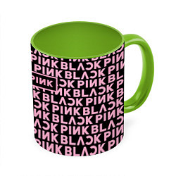 Кружка 3D Blackpink - pink text, цвет: 3D-белый + светло-зеленый