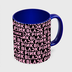 Кружка 3D Blackpink - pink text, цвет: 3D-белый + синий