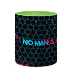 Кружка 3D No Mans Sky - neon gradient: надпись и символ, цвет: 3D-белый + светло-зеленый — фото 2