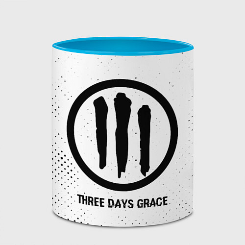 Кружка цветная Three Days Grace glitch на светлом фоне / 3D-Белый + небесно-голубой – фото 2